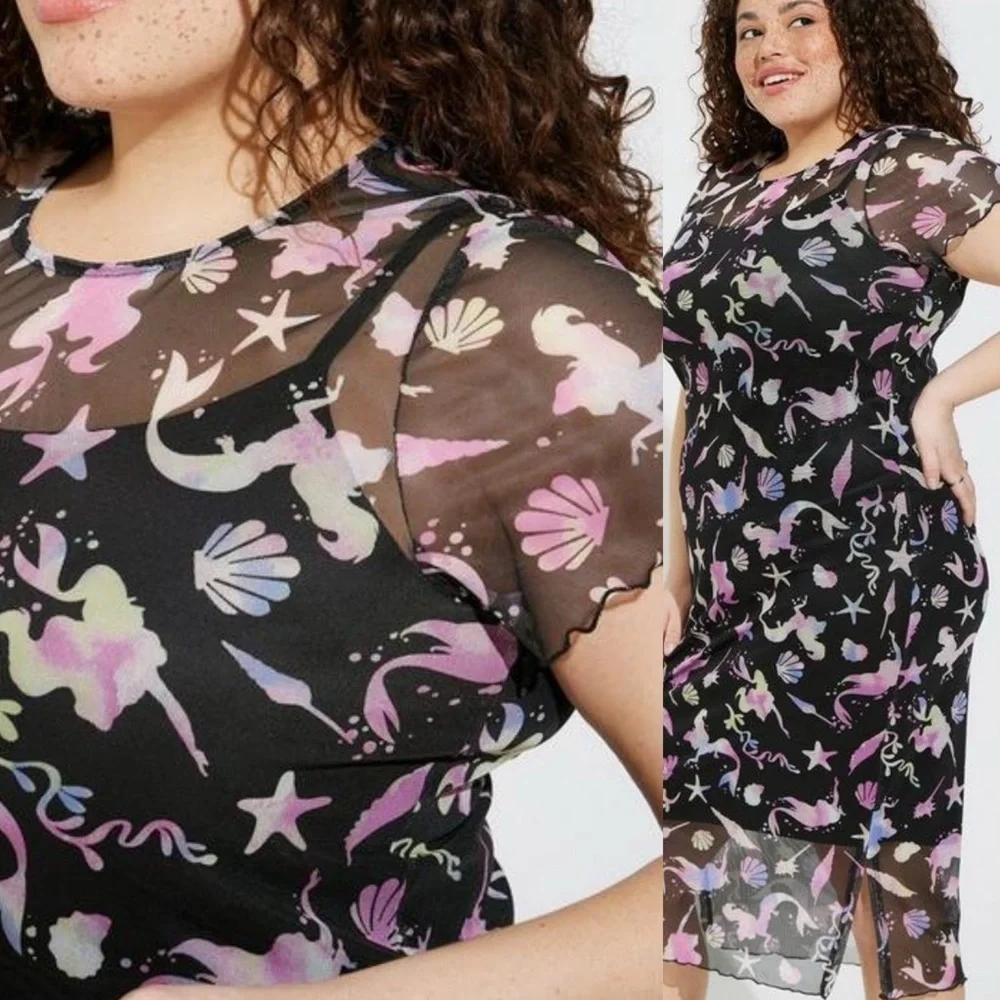 NWT Torrid Disney size 3X The little mermaid mesh layer dress